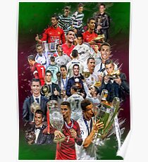 Cristiano Ronaldo (From Sporting de Lisboa Portugal to Real Madrid) + Portugal NT+ trophies Poster