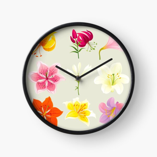 Colorful Lilies Clock