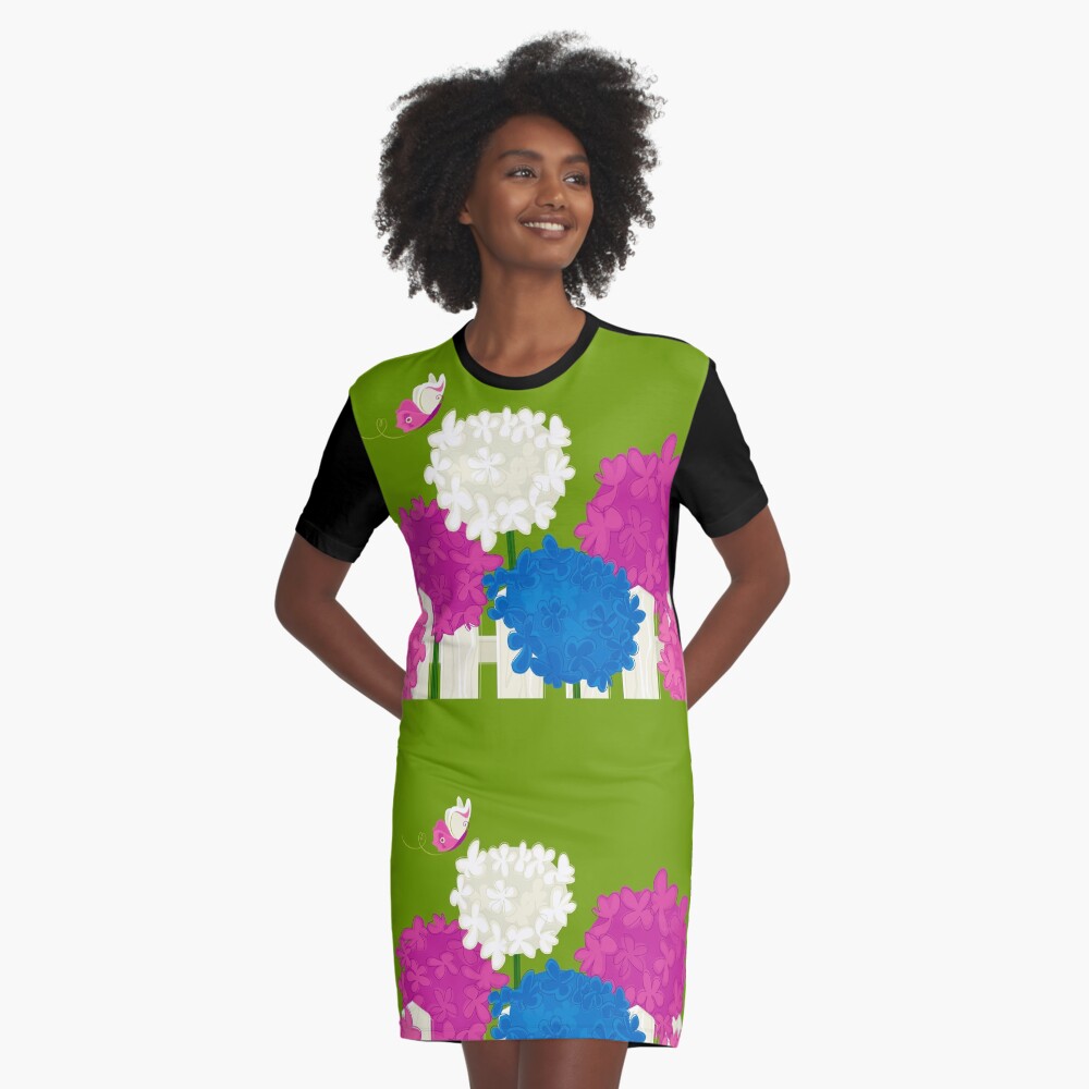 Flower Garden Graphic T-Shirt Dress
