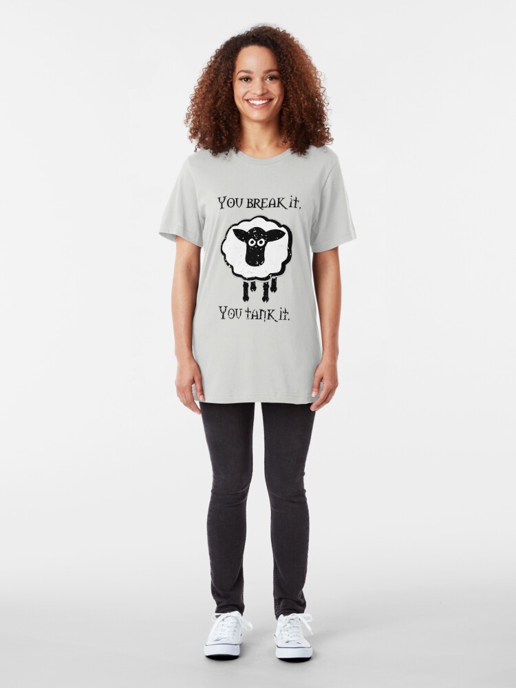 Alternate view of You Tank It - sheep (distressed) Slim Fit T-Shirt