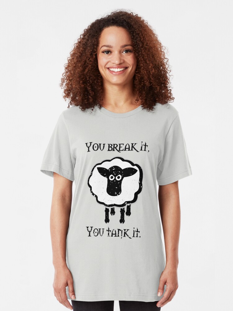 Alternate view of You Tank It - sheep (distressed) Slim Fit T-Shirt