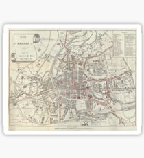 Vintage Map of Rennes France (1905) Sticker