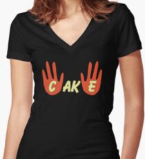 Cake (Cartoon Style) Women's Fitted V-Neck T-Shirt