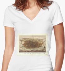 Vintage Pictorial Map of San Francisco (1878) Women's Fitted V-Neck T-Shirt