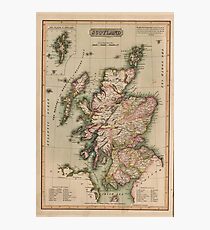 Vintage Map of Scotland (1814) Fotodruck