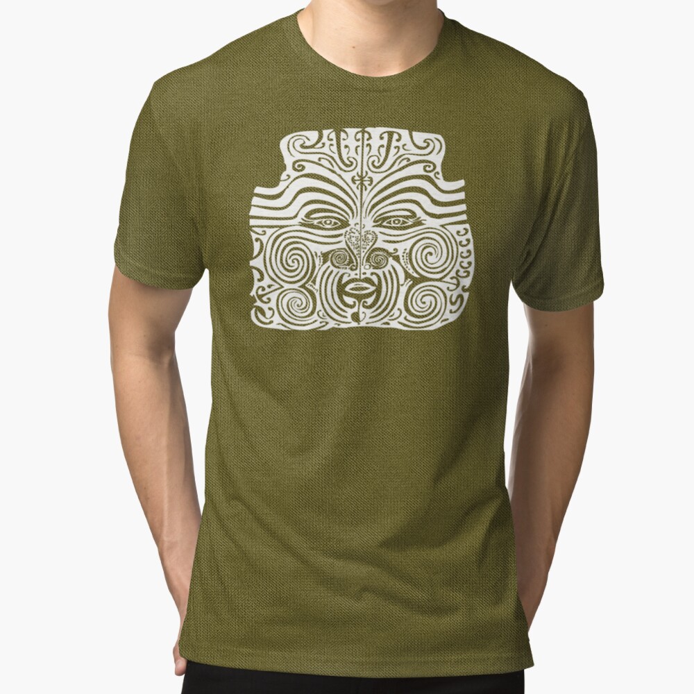 Maori Moko | Tribal Tattoo | New Zealand | Black and White | Tri-blend T-Shirt