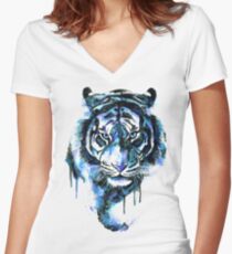 Blue Tiger Women's Fitted V-Neck T-Shirt