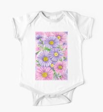 Rosa und lila Blumen Baby Body Kurzarm