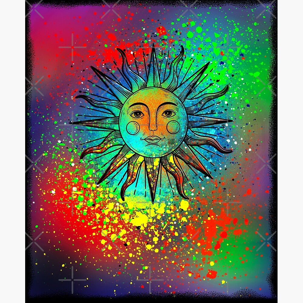 Sun Face Psychedelic abstract design — Poster