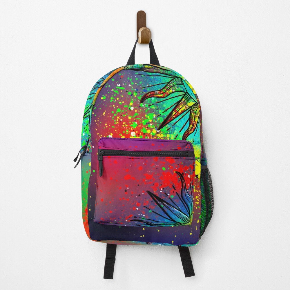 Sun Face Psychedelic abstract design on a backpack