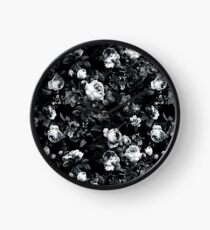 Roses Black and White Clock