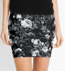 Roses Black and White Mini Skirt
