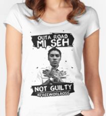 Out A Road #FREEWORLBOSS BLACK Women's Fitted Scoop T-Shirt