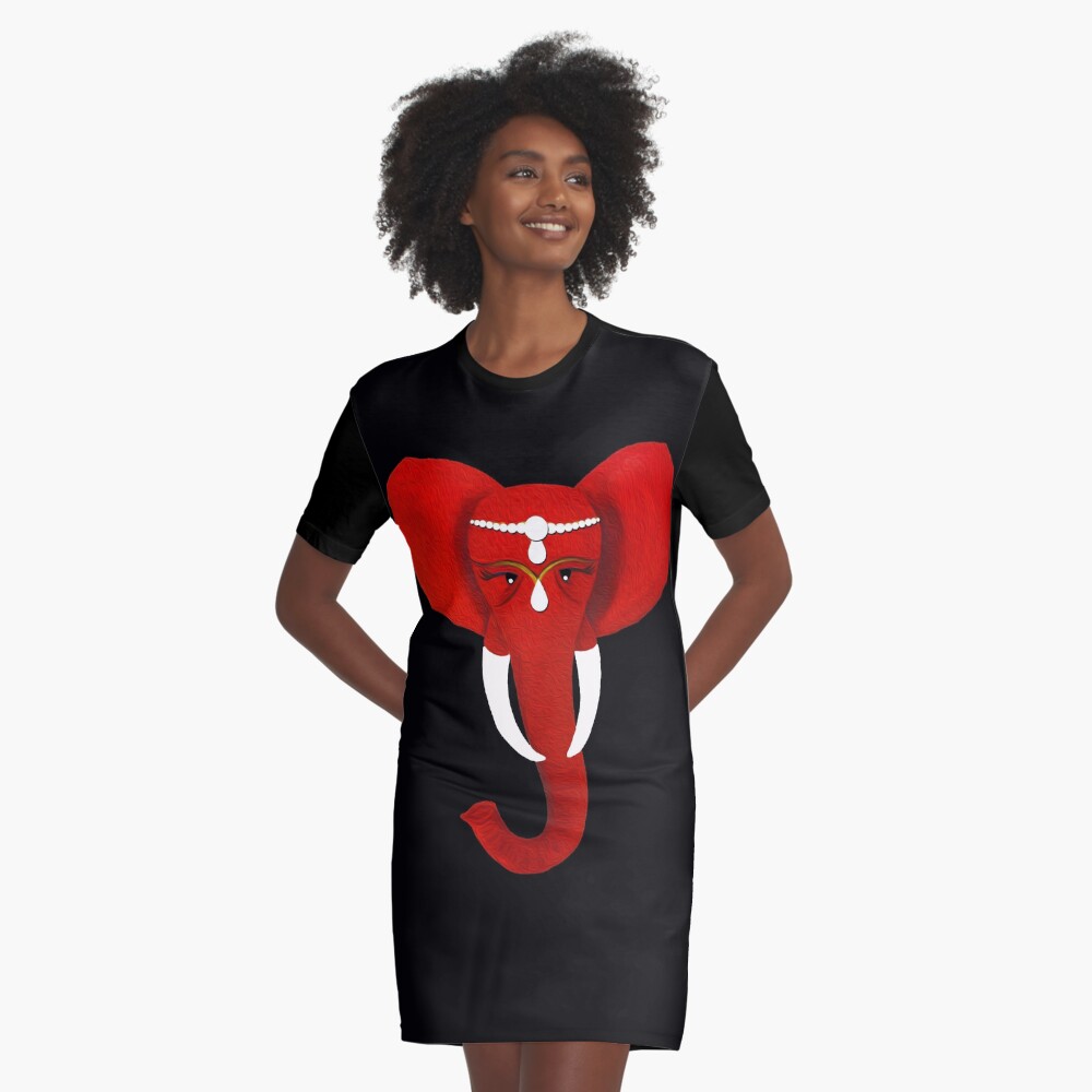 Red Elephant 3 Graphic T-Shirt Dress