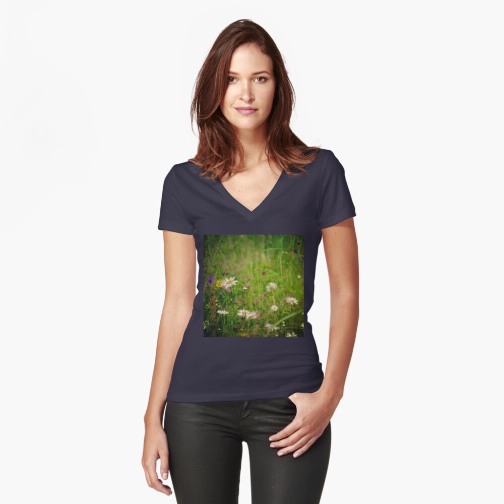 Floral nature Fitted V-Neck T-Shirt