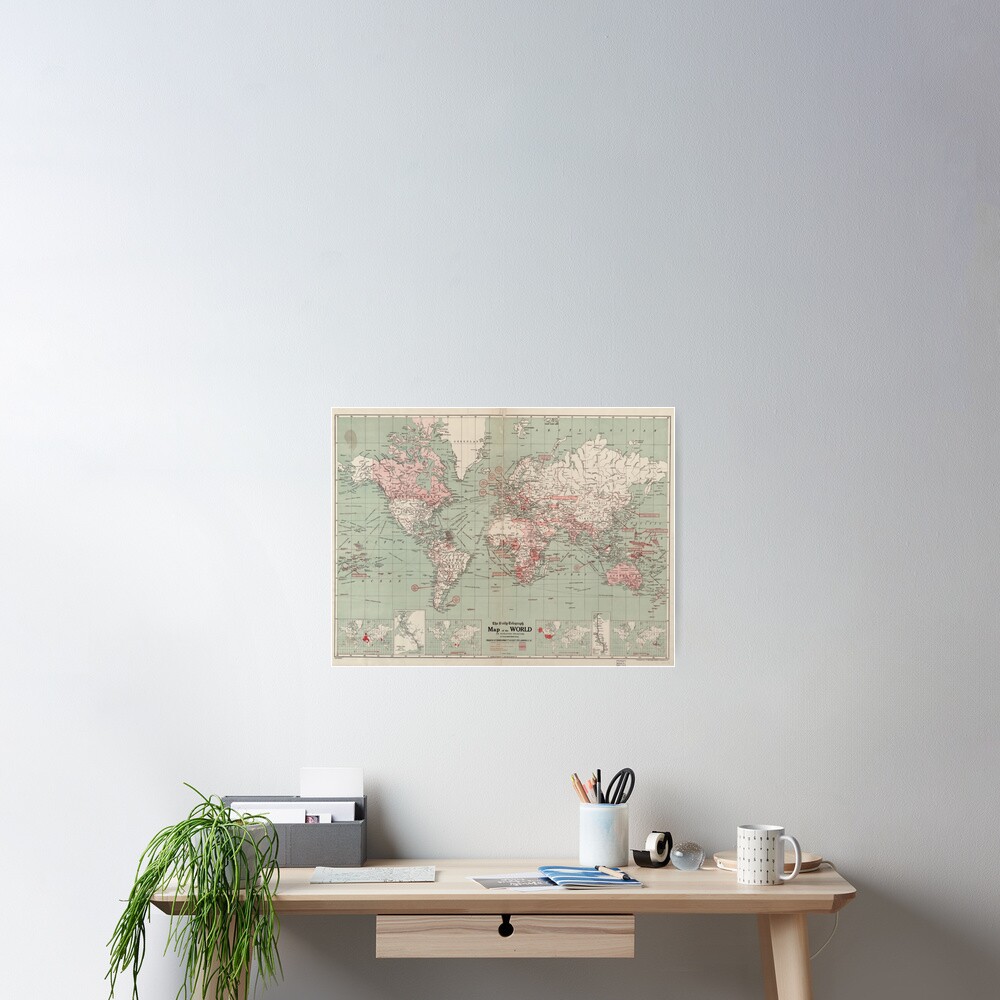 Vintage Map of The World (1918) Poster