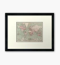 Vintage Map of The World (1918) Framed Print
