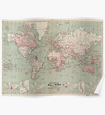 Vintage Map of The World (1918) Poster