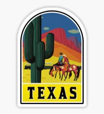 TEXAS VINTAGE TRAVEL WILD WEST COWBOY SAGUARO CACTUS TRAIN MOUNTAINS EL PASO Sticker