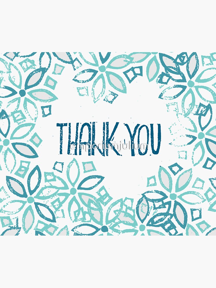 &ldquo;Blue thank you card with flowers&rdquo; Sticker by emporiumjulium | Redbubble