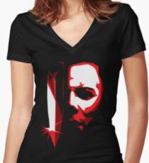 Michael Meyers Vector Art Women's Fitted V-Neck T-Shirt