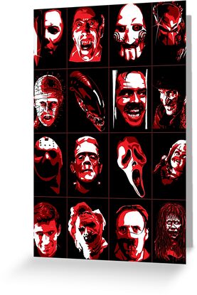 "Horror Movie Icons Vector Art" Greeting Cards by EJTees | Redbubble