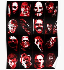 Horror Movie Icons Vector Art Poster