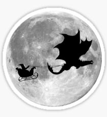 Santa Claus Dragon Rider Sleigh Ride Sticker