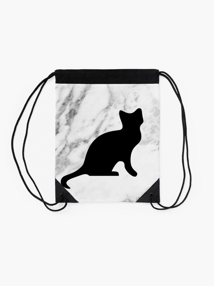 Alternate view of Cat on marble Drawstring Bag