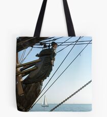 HMS Bounty figurehead with sailboat Tote Bag