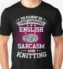 English, Sarcasm And Knitting Unisex T-Shirt