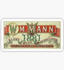W.M. Mann - Stationer & Steam Power Print (Flyer, 1881) Sticker