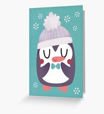 Tarjeta de felicitación Lindo pingüino acogedor