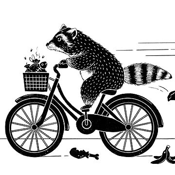 Premium Vector  A funny cartoon raccoon rides a bicycle with a huge  backpack on his back.