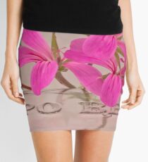Pink Geranium Blossoms - Macro Mini Skirt