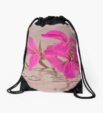 Pink Geranium Blossoms - Macro Drawstring Bag