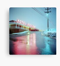 Rainy Motel Lights Canvas Print
