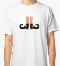 Orange striped witch legs. Vector cartoon Illustration Classic T-Shirt