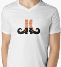 Orange striped witch legs. Vector cartoon Illustration Men's V-Neck T-Shirt