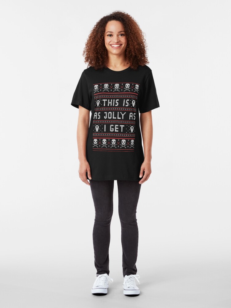 Alternate view of Emo Gothic Ugly Christmas Sweater Slim Fit T-Shirt