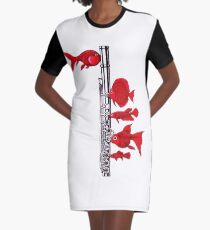 Fish and Flute Graphic T-Shirt Dress