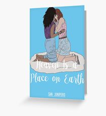 Heaven Is a Place on Earth - San Junipero - Kelly and Yorkie (White) Greeting Card