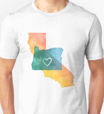 I Love California and Oregon Unisex T-Shirt
