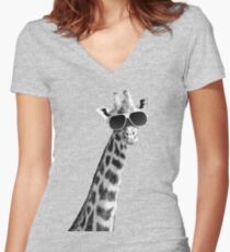 Cool Giraffe Women's Fitted V-Neck T-Shirt
