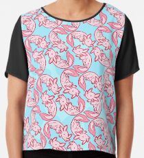 Kawaii Axolotl Pastel Chido Pink Chiffon Top