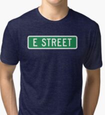 E Street, vintage street sign (color version) Tri-blend T-Shirt