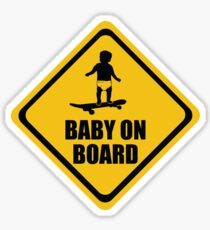 Skateboarding Baby on Board (long board) Sticker