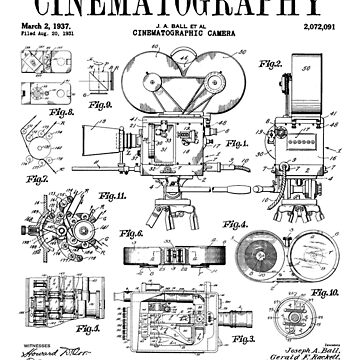 Cinematography Movie Film Camera Vintage Patent Print Baby One-Piece for  Sale by GrandeDuc