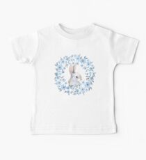 Rabbit and floral wreath Baby Tee