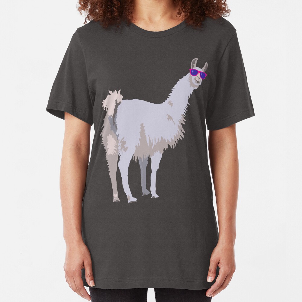 Cool Llama In Sunglasses Slim Fit T-Shirt